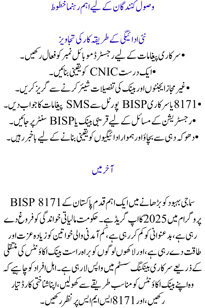 BISP 8171 New Payment Method 2025