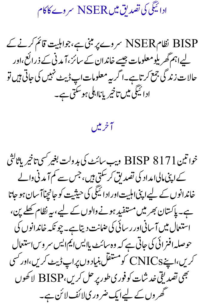 BISP Web Portal 8171 Check Payment